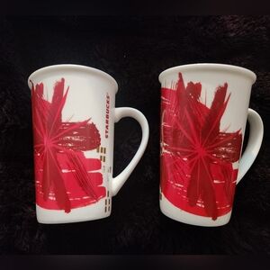 EUC Set of 2 tall Starbucks holiday mugs
